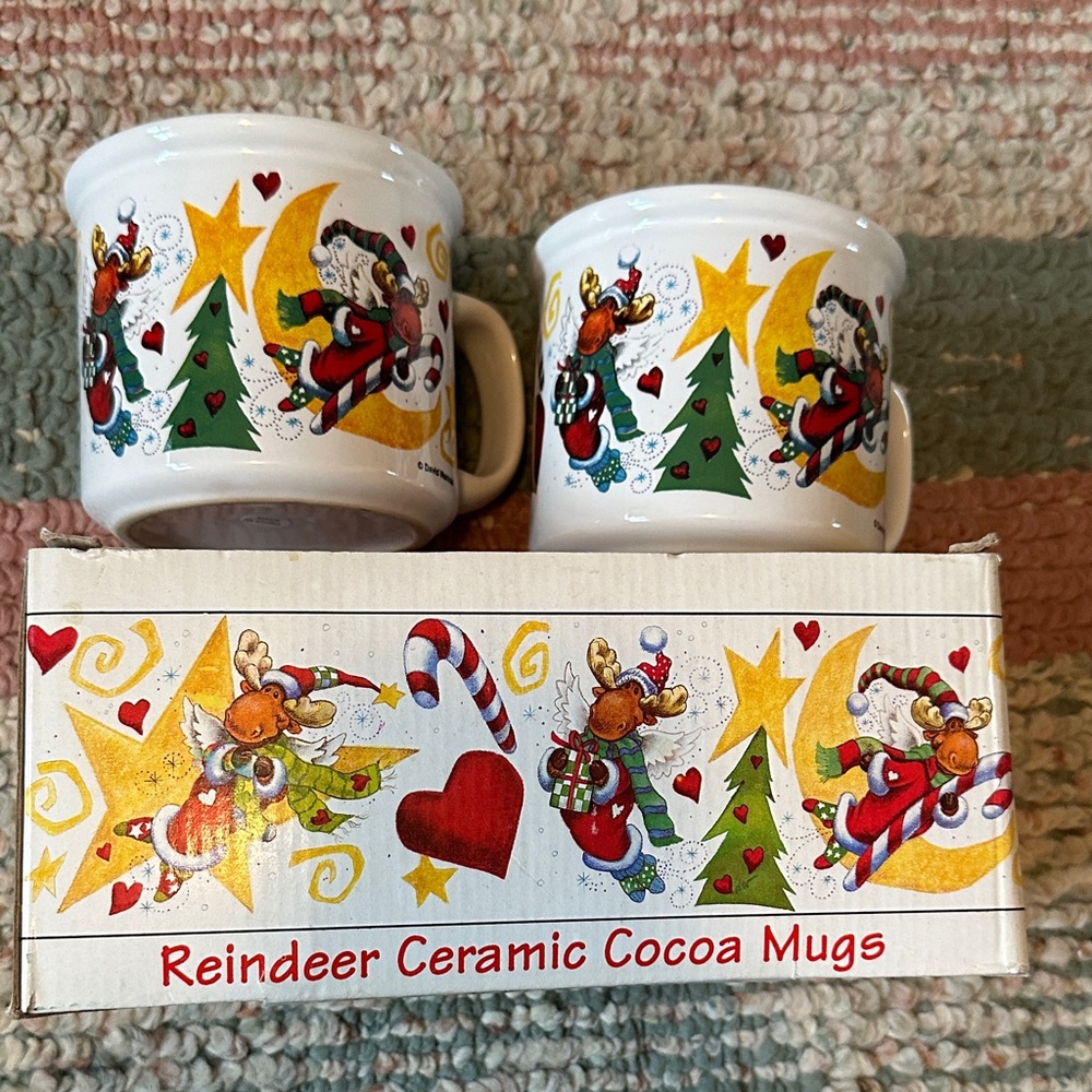 Reindeer Ceramic Cocoa Mugs